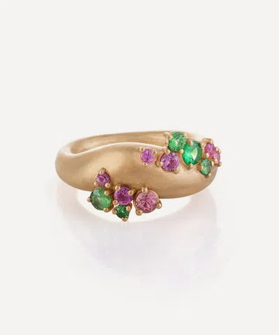 Nada Ghazal 18ct Gold Dancing Joy Disco Party Ring In Green