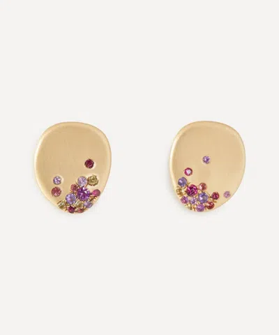 Nada Ghazal 18ct Gold Urban Summer Nights Mini Stud Earrings In Purple