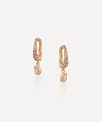 Nada Ghazal 18ct Gold Wave Of Joy Charm Drop Hoop Earrings