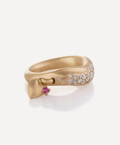 Nada Ghazal 18ct Gold Wave Of Joy Charm Love Ring