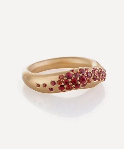 Nada Ghazal 18ct Gold Waves Of Joy Stripe Thick Ring