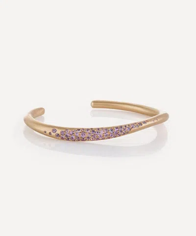 Nada Ghazal 18ct Gold Waves Of Joy Stripe Thin Cuff