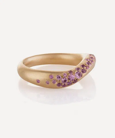 Nada Ghazal 18ct Gold Waves Of Joy Stripe Thin Ring