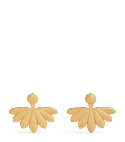 NADA GHAZAL BIG YELLOW GOLD LOTUS COURAGE EARRINGS