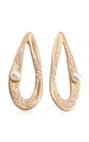 Nada Ghazal Drop Shine Large 18k Yellow Diamond Pearl Earrings In Gold