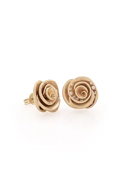 Nada Ghazal Rose Mini 18k Yellow Diamond  Earrings In Gold