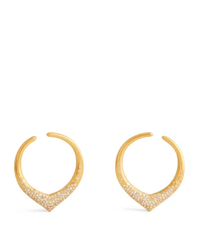 Nada Ghazal Yellow Gold And Diamond Doors Of Opportunity Medium Hoop Earrings