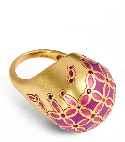 Nada Ghazal Yellow Gold, Enamel And Ruby My Muse Glory Ring