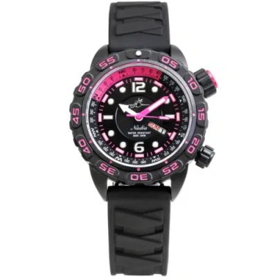 Pre-owned Nadia Abingdon Women  Abyss Automatic Dive Watch With Black Silicone Strap