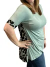 Nadia Leopard Back Top In Sage Green In Green
