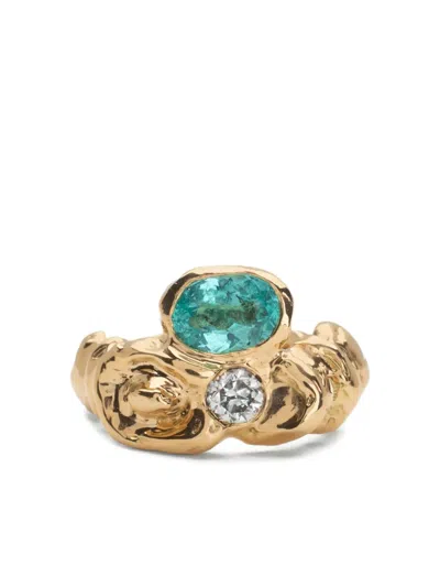 Nadia Shelbaya 18k Yellow Gold Havstok Deluxe Tourmaline And Diamond Ring