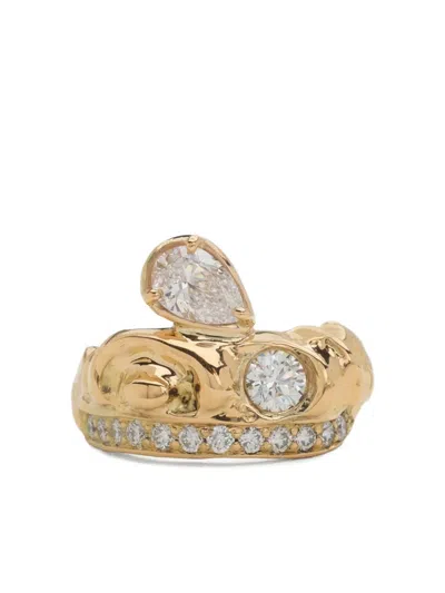 Nadia Shelbaya 18k Yellow Gold On Fire Diamonds Ring