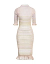 Nadia Wire Woman Midi Dress Light Brown Size 2 Polyester, Metallic Polyester, Nylon In Beige