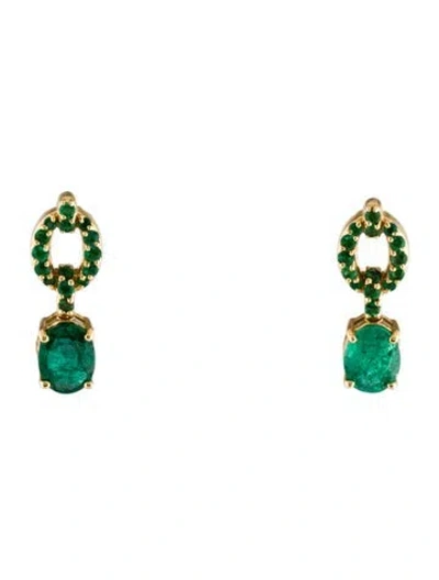 Pre-owned Nadine Aysoy 18k 2.73ctw Emerald Catena Drop Earrings In Multi