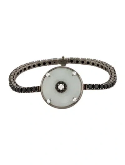 Pre-owned Nadine Aysoy 18k Celeste Jade, Sapphire, & Diamond Station Bracelet, 6.25" In Multi