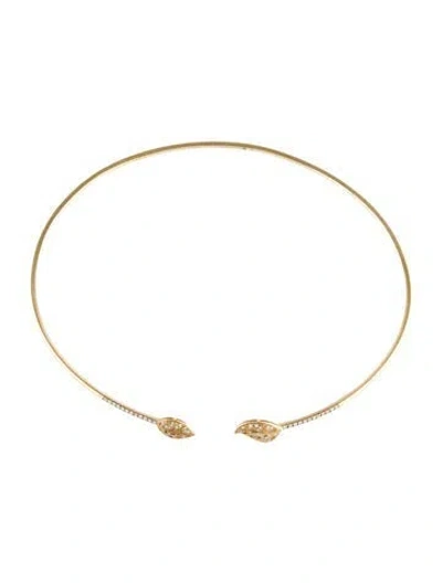 Pre-owned Nadine Aysoy 18k Diamond & Sapphire Petite Feuille Choker, 13" In Multi