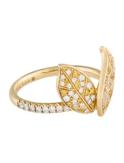 Pre-owned Nadine Aysoy 18k Diamond Petites Feuilles Cocktail Ring In Multi