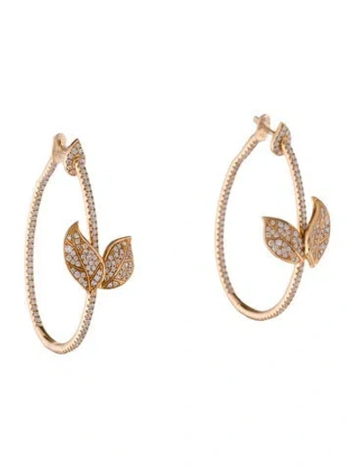 Pre-owned Nadine Aysoy 18k Diamond Petites Feuilles Hoop Earring In Multi