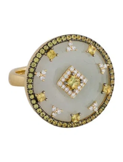 Pre-owned Nadine Aysoy 18k Sapphire, Jadeite, & Diamond Celeste Ring In Multi