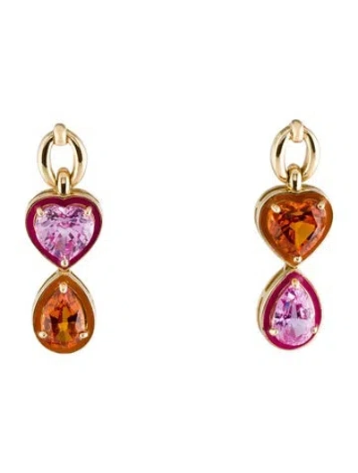 Pre-owned Nadine Aysoy 18k Synthetic Sapphire & Enamel Catena Drop Earrings In Multi