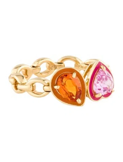 Pre-owned Nadine Aysoy Catena Double Synthetic Sapphire Ring In Multi
