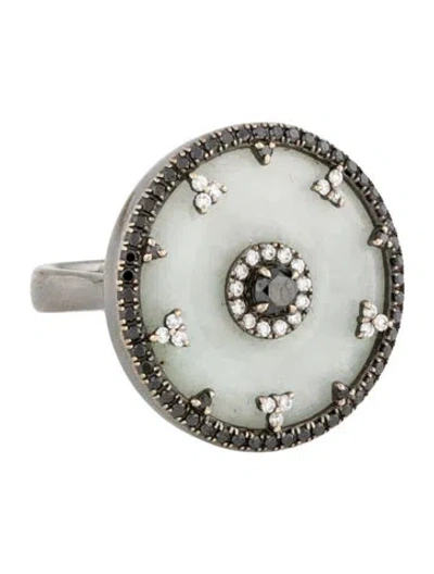 Pre-owned Nadine Aysoy Jadeite & Diamond Celeste Cocktail Ring In Multi