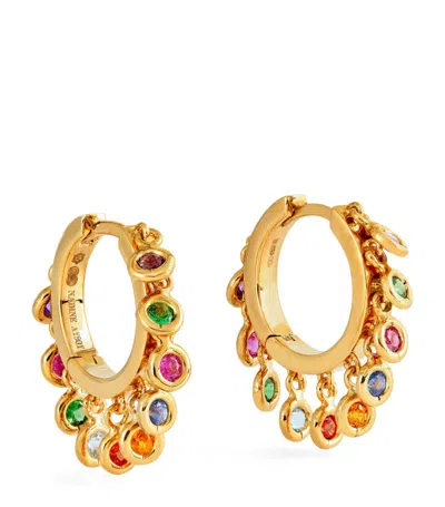 Nadine Aysoy Yellow Gold And Mixed Stone Le Cercle Shakers Hoop Earrings