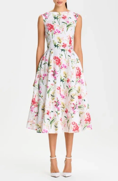 Nadine Merabi Adele Sequin Detail Floral Midi Dress In Multi