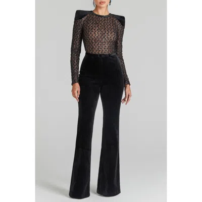 Nadine Merabi Amanda Long Sleeve Jumpsuit In Black