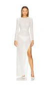 Nadine Merabi Beaded Embellished Maxi Dress In White