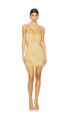 Nadine Merabi Beaded Fringe Mini Dress In Metallic Gold