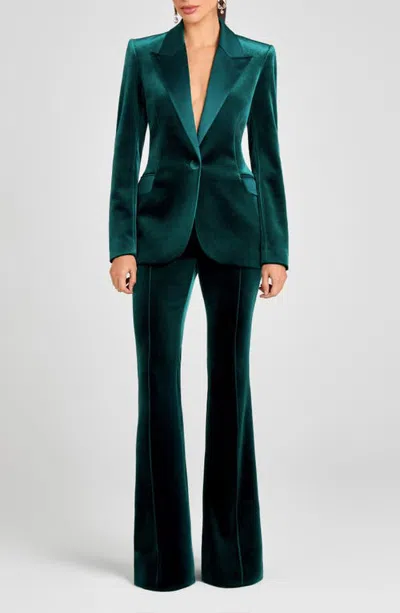 Nadine Merabi Beatrice Velvet Blazer In Animal Print
