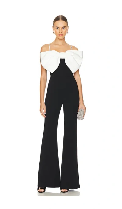 Nadine Merabi Bow Off The Shoulder Jumpsuit In 블랙
