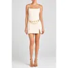 Nadine Merabi Chain Belt Tweed Cocktail Minidress In White