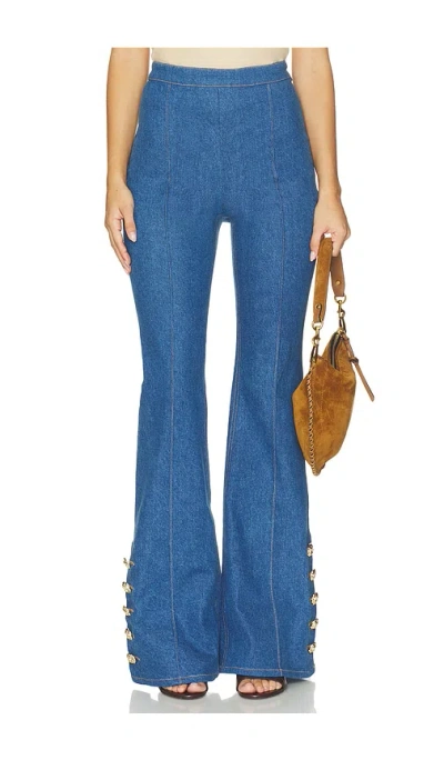 Nadine Merabi Charlotte Vintage Wash Denim Trousers In Blue
