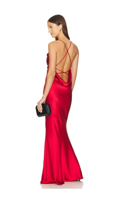 Nadine Merabi Cowl Neck Maxi Dress In Red