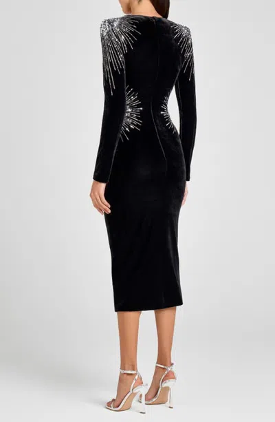 Nadine Merabi Ellie Embellished Starburst Velvet Midi Dress In Black