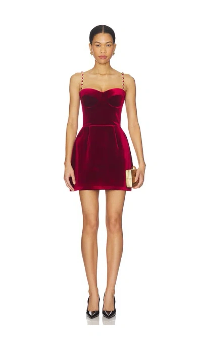 Nadine Merabi Harley Red Velvet Mini Dress In Burgundy