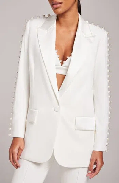 Nadine Merabi Imitation Pearl Blazer In White