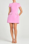 Nadine Merabi Jacqueline Embellished Funnel Neck Minidress In Pink