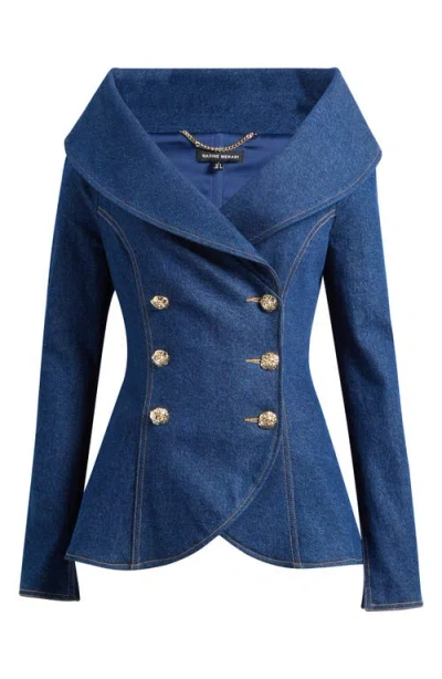 Nadine Merabi Jordan Double Breasted Denim Jacket In Blue