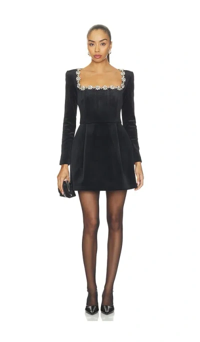 Nadine Merabi Kimberly Long Sleeve Embellished Velvet Minidress In Black