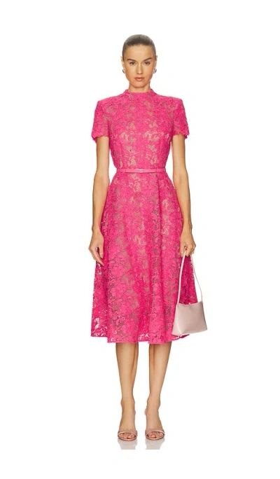 Nadine Merabi Lace Midi Dress In Pink