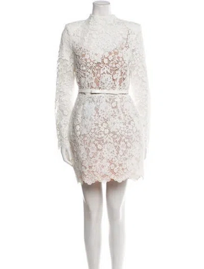 Pre-owned Nadine Merabi Lace Mini Dress In Neutral