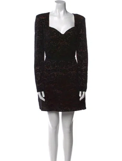 Pre-owned Nadine Merabi Lace Pattern Mini Dress In Black