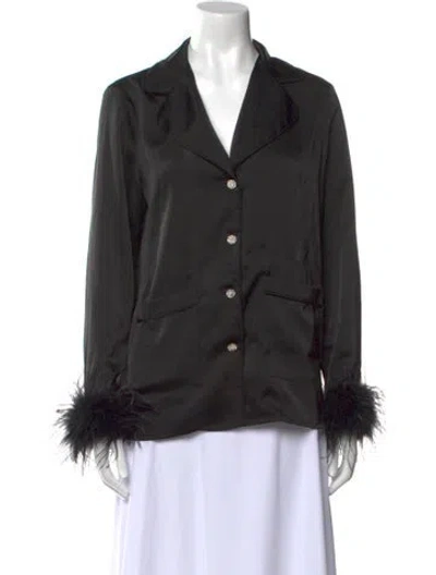 Pre-owned Nadine Merabi Long Sleeve Button-up Top In Black