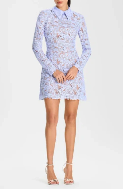 Nadine Merabi Lorna Floral Lace Long Sleeve Cocktail Minidress In Blue
