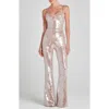 Nadine Merabi Lucinda Sequin Sleeveless Flare Jumpsuit In Light Nude