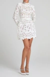 Nadine Merabi Lydia Long Sleeve Lace Cocktail Dress In White