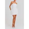 Nadine Merabi Maisy Floral Appliqué Strapless Minidress In White